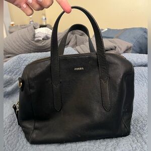 Fossil Black Leather Satchel Bag